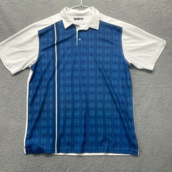 Callaway Golf Polo Mens 2XL Geographic Pattern Blue White Mark on Collar - Picture 1 of 7